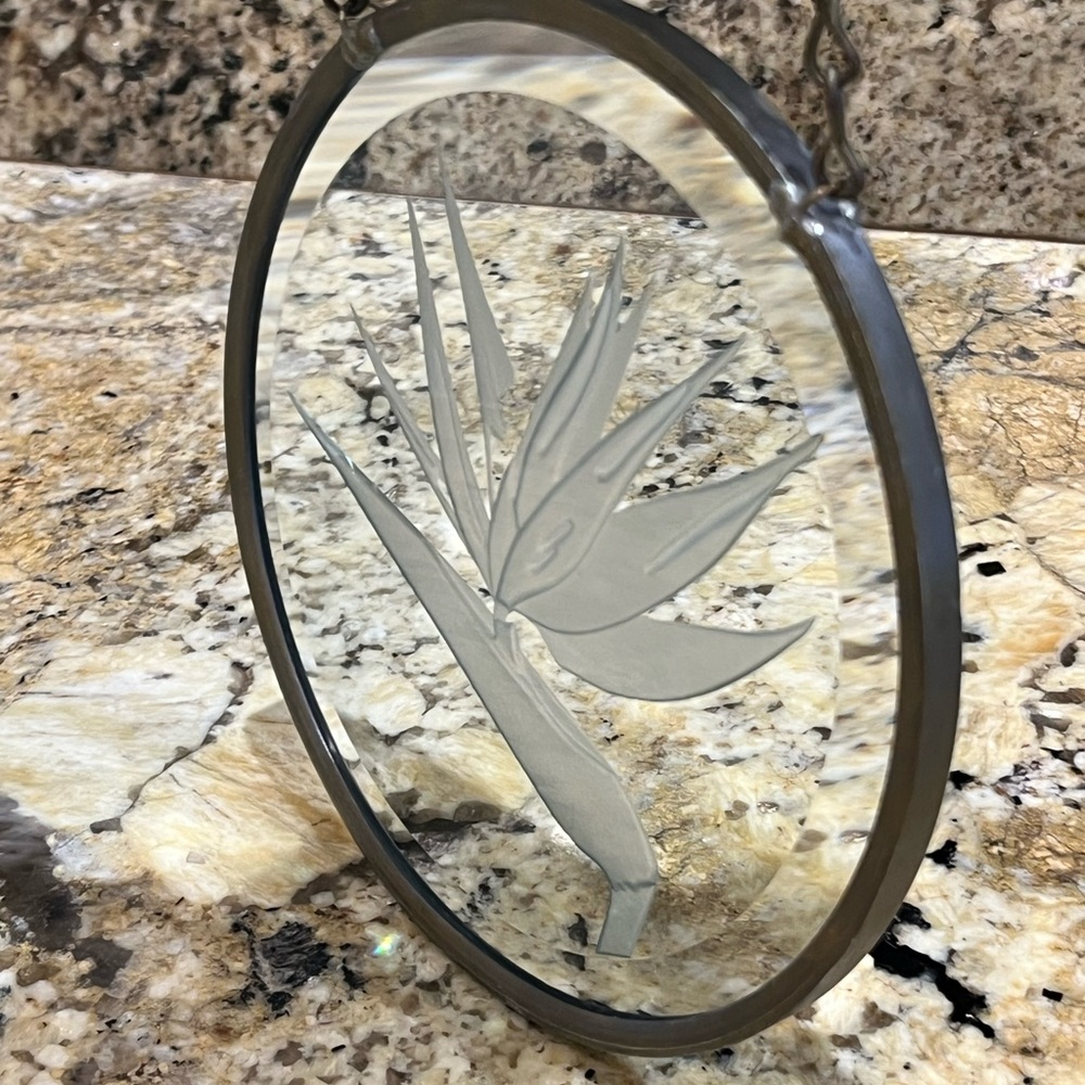 Etched Glass Bird of Paradise Suncatcher